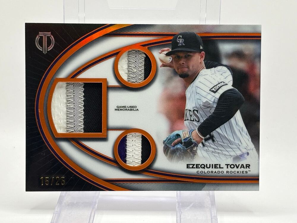2026 Topps Tribute Ezequiel Tovar Orange Triple Relic Patch 15/25 SP Rockies